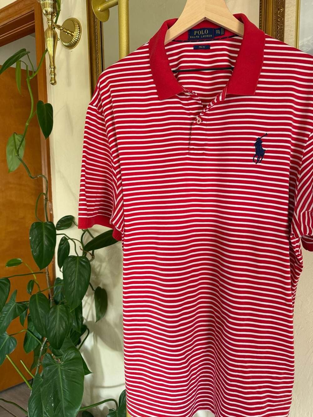 Polo Ralph Lauren Pro Fit Red White Striped Pima Cotton Polo XXL